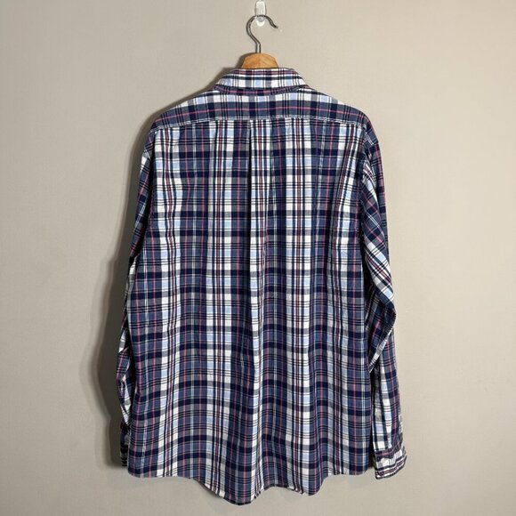Brooks Brothers Plaid Regent Button Down Shirt Men's XL Blue White Preppy Casual - Picture 3 of 13